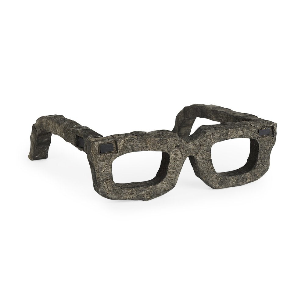 Eugene Rustic Brown Wooden Eyeglass Sculpture HomeRoots