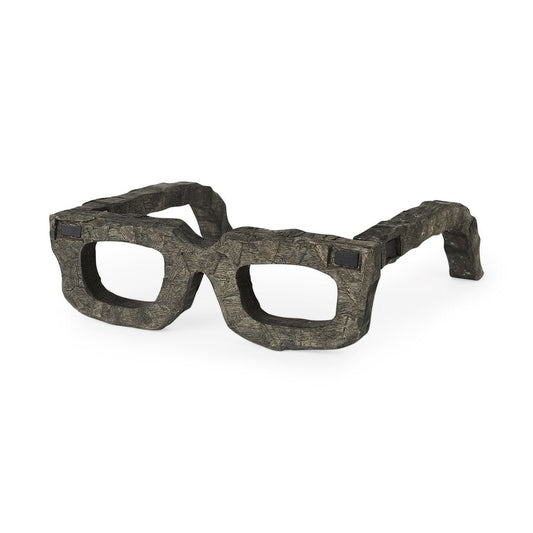 Eugene Rustic Brown Wooden Eyeglass Sculpture HomeRoots
