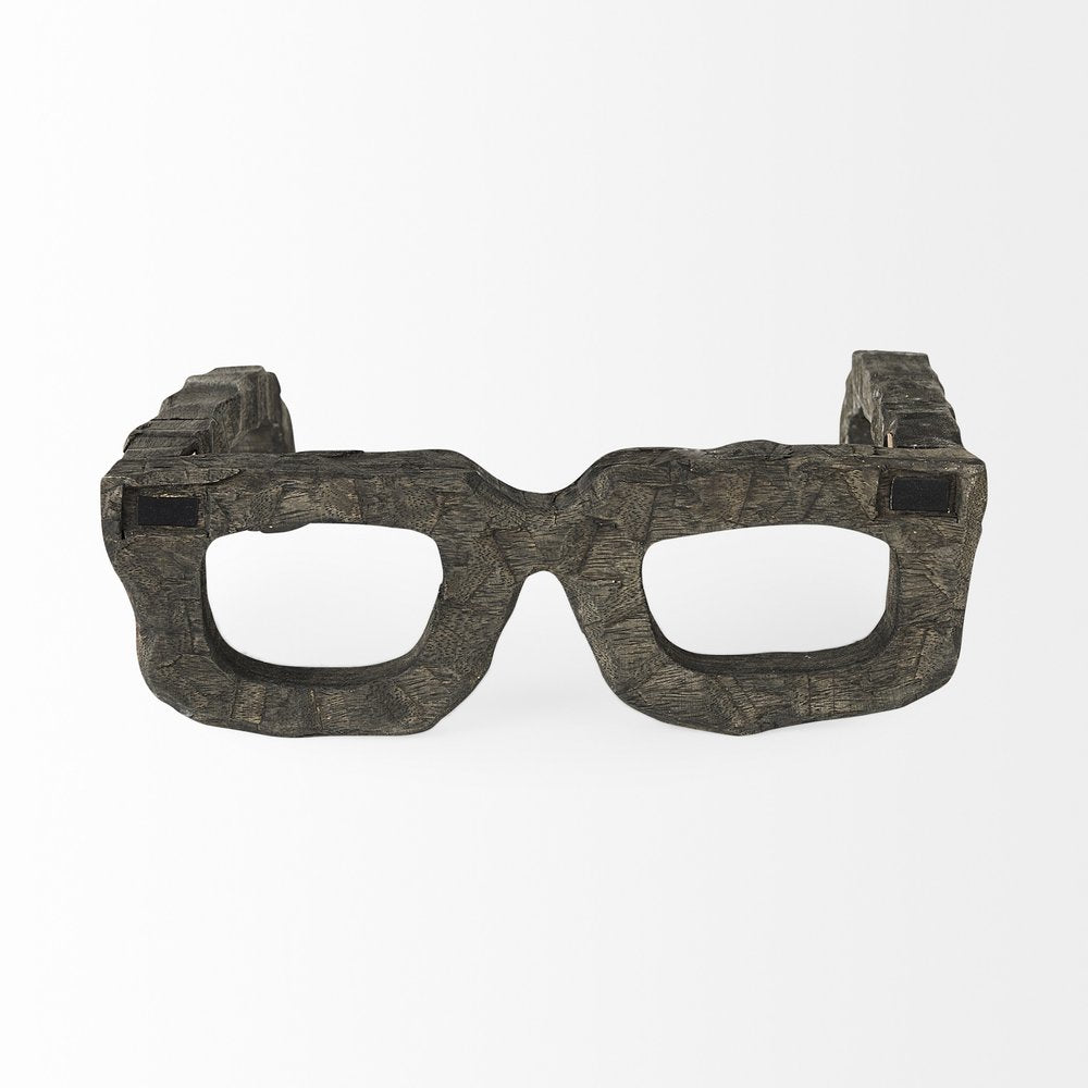 Eugene Rustic Brown Wooden Eyeglass Sculpture — view 2