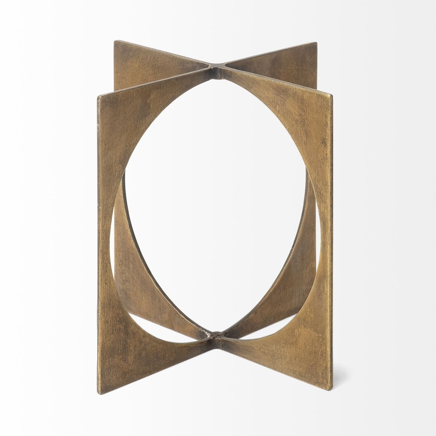 6" Burnished Gold Metal Circle Square Sculpture