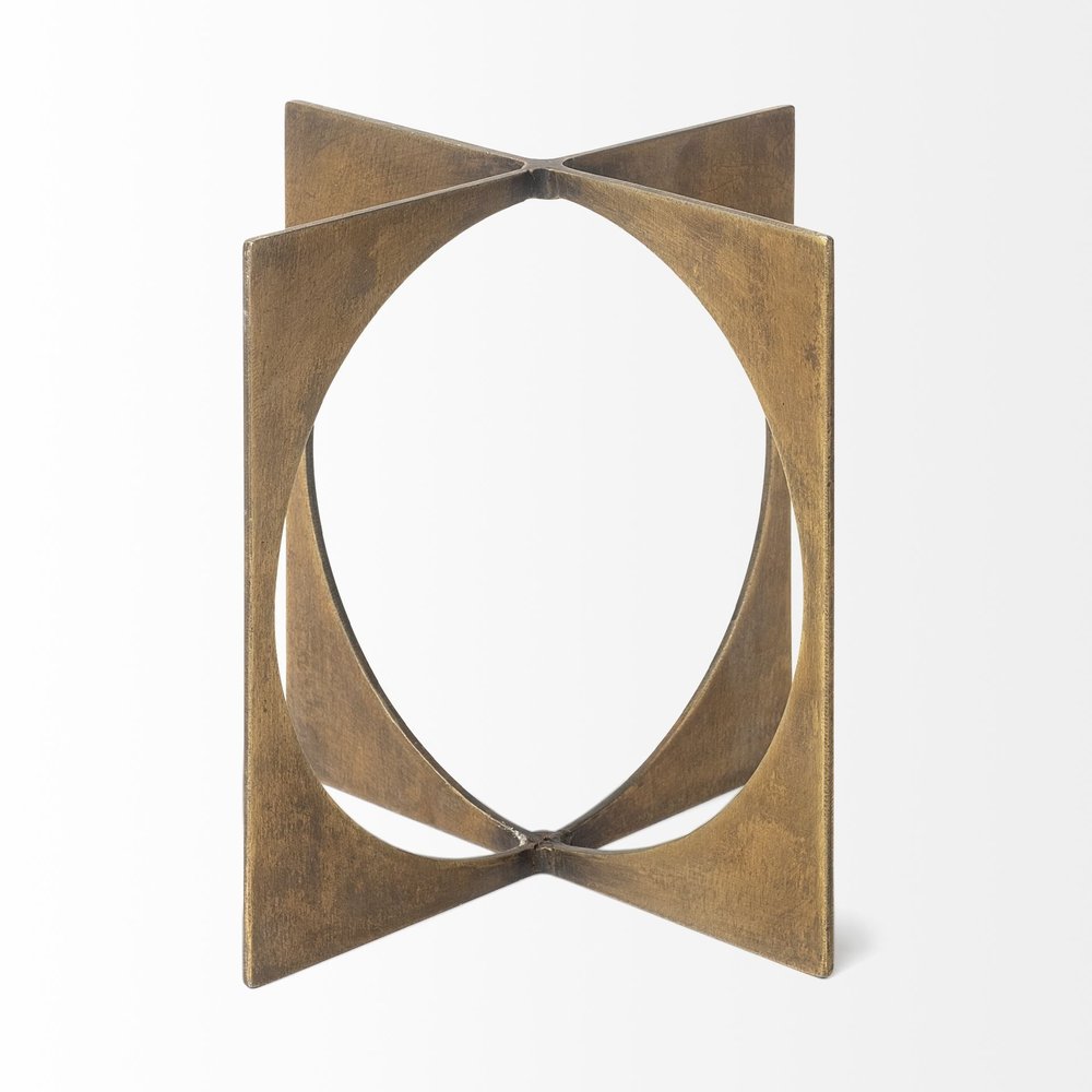 6" Burnished Gold Metal Circle Square Sculpture HomeRoots