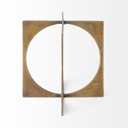6" Burnished Gold Metal Circle Square Sculpture HomeRoots