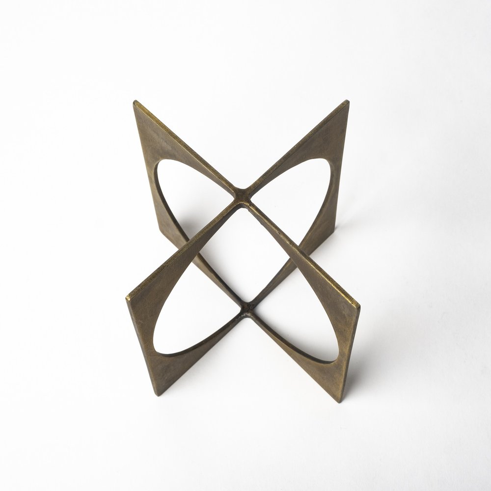6" Burnished Gold Metal Circle Square Sculpture HomeRoots