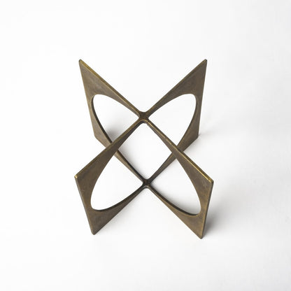 6" Burnished Gold Metal Circle Square Sculpture HomeRoots