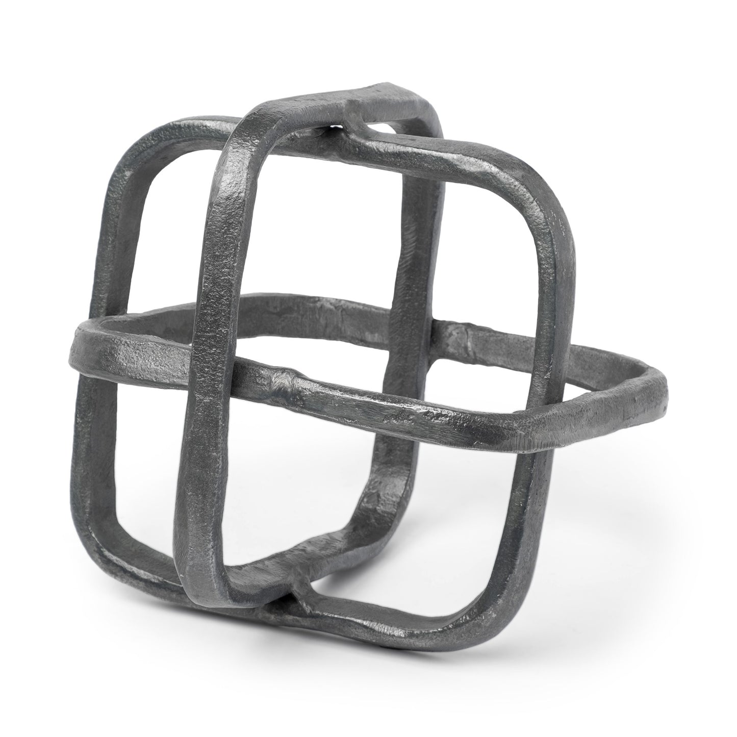 Silver Metal Cubed Shaped Link Sculpture