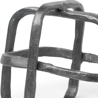 Silver Metal Cubed Shaped Link Sculpture