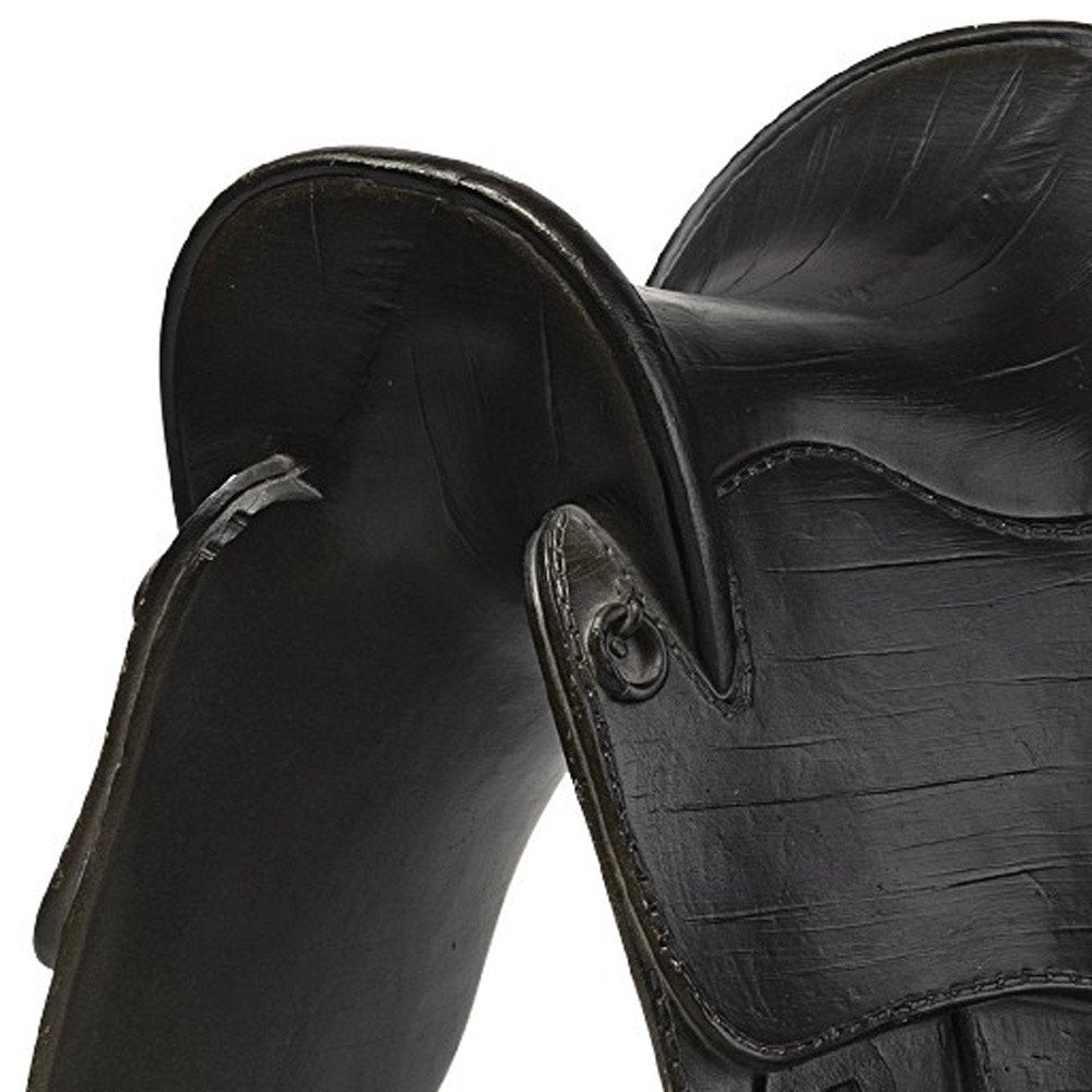 17" Black Metal And Resin English Horse Saddle Tabletop Sculpture HomeRoots