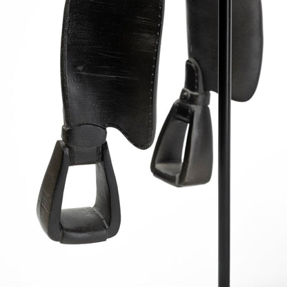 16" Black Metal and Resin Western Horse Saddle Tabletop Sculpture HomeRoots