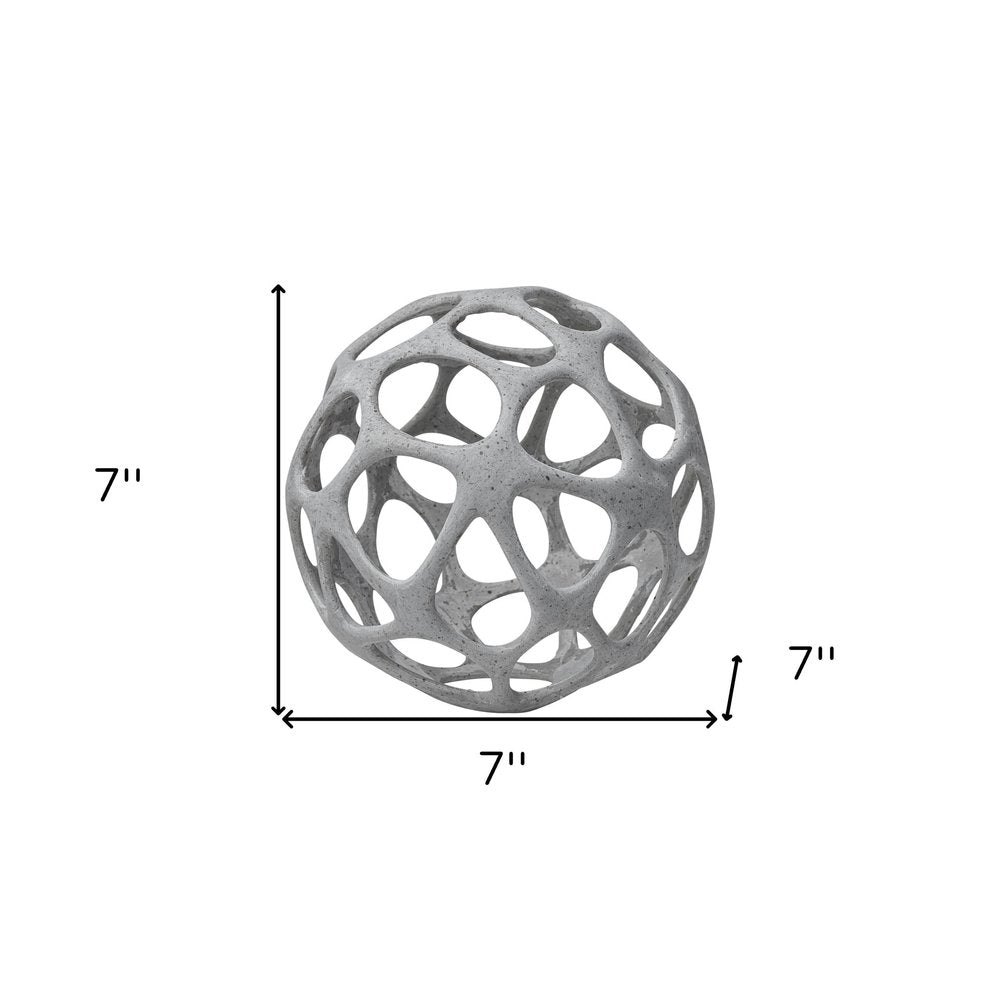 Light Gray Metal Hollow Orb Sculpture HomeRoots