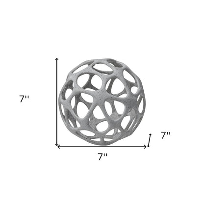 Light Gray Metal Hollow Orb Sculpture HomeRoots