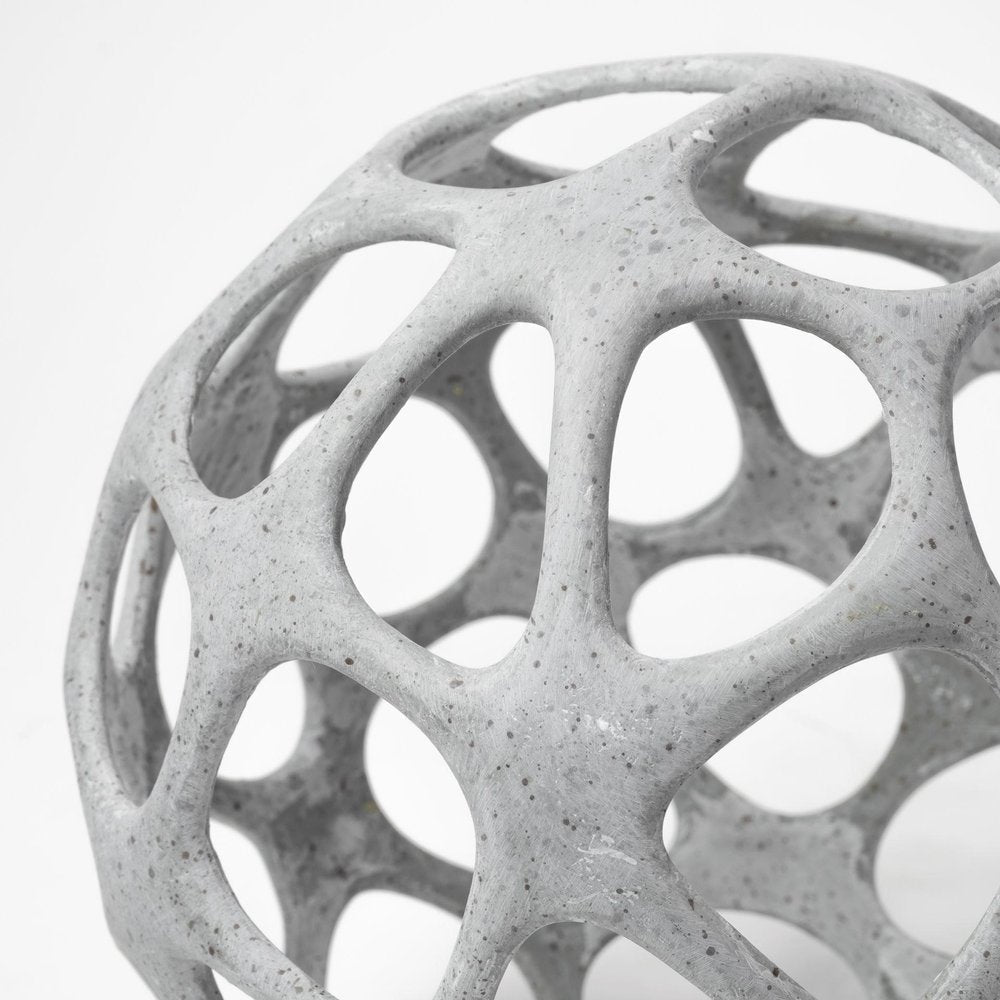 Light Gray Metal Hollow Orb Sculpture HomeRoots