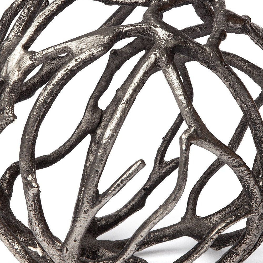 Silver Metal Tree Branch Sculpture — view 4