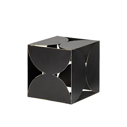 6" Contemporary Black Metal Geo Cube Sculpture HomeRoots