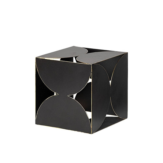 6" Contemporary Black Metal Geo Cube Sculpture HomeRoots