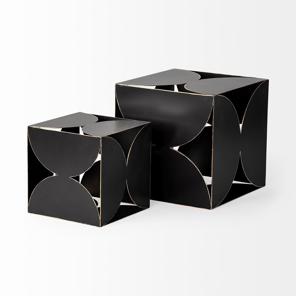 6" Contemporary Black Metal Geo Cube Sculpture HomeRoots