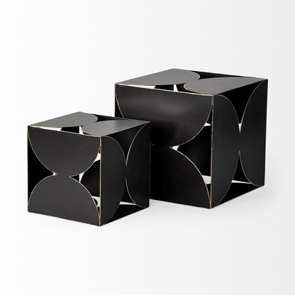 6" Contemporary Black Metal Geo Cube Sculpture HomeRoots