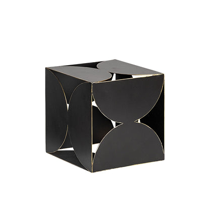 6" Contemporary Black Metal Geo Cube Sculpture