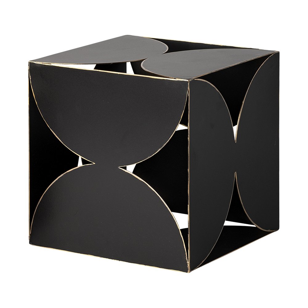 8" Contemporary Black Metal Geo Cube Sculpture HomeRoots