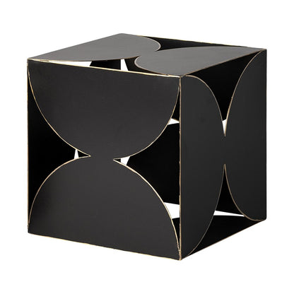 8" Contemporary Black Metal Geo Cube Sculpture HomeRoots