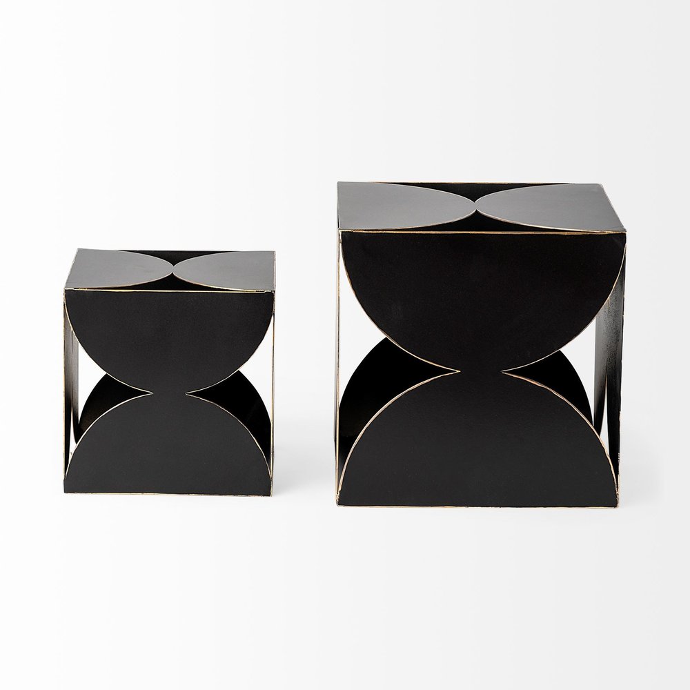 8" Contemporary Black Metal Geo Cube Sculpture HomeRoots