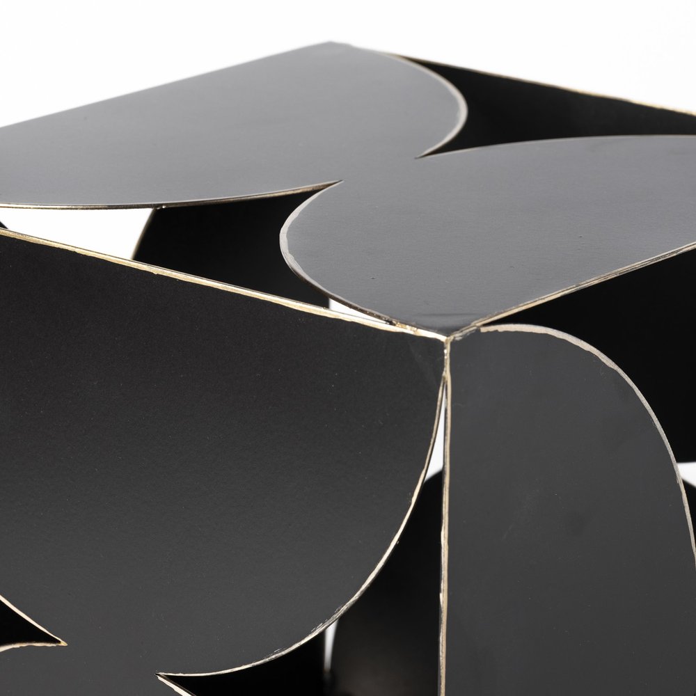 8" Contemporary Black Metal Geo Cube Sculpture — view 4