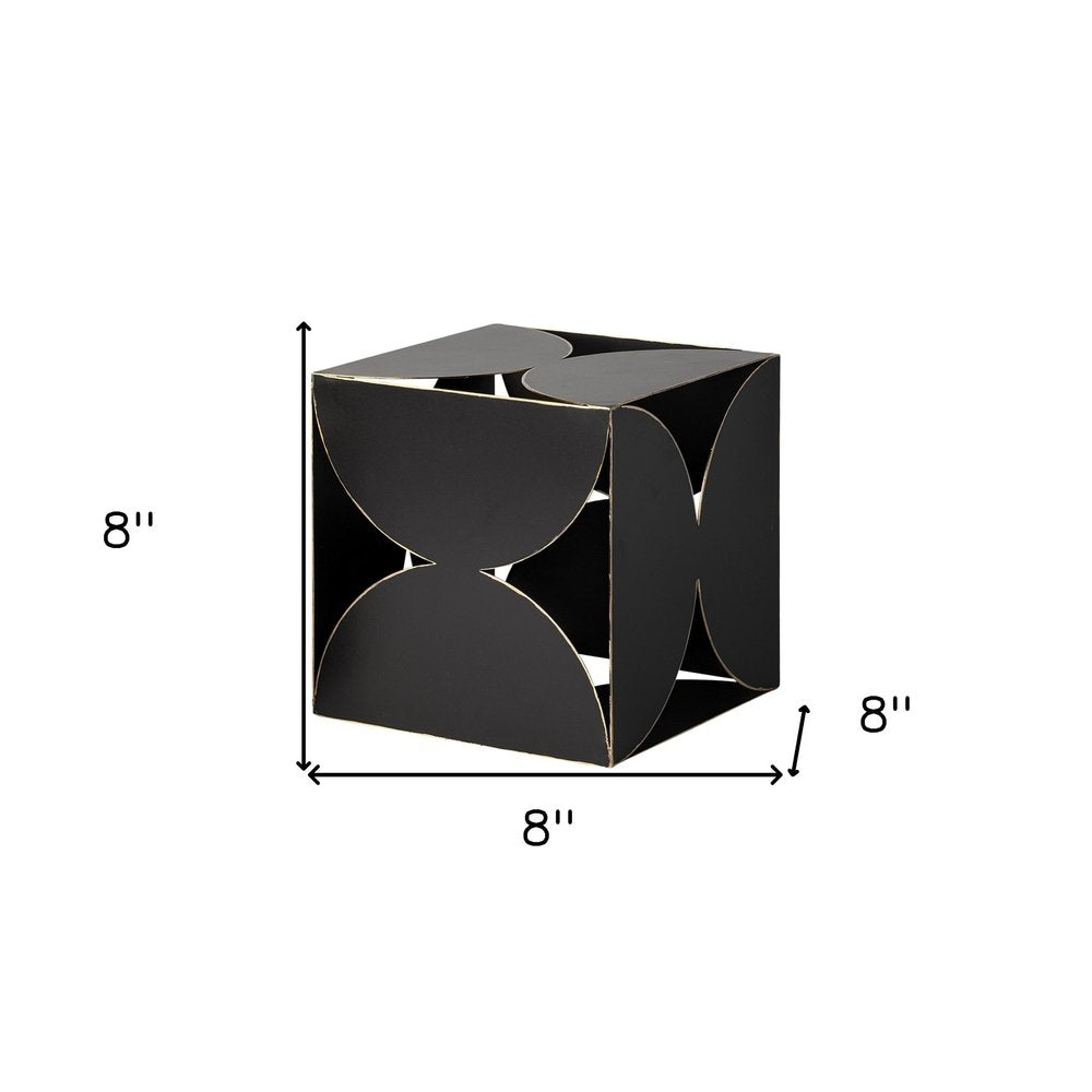 8" Contemporary Black Metal Geo Cube Sculpture — view 6