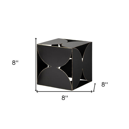 8" Contemporary Black Metal Geo Cube Sculpture HomeRoots