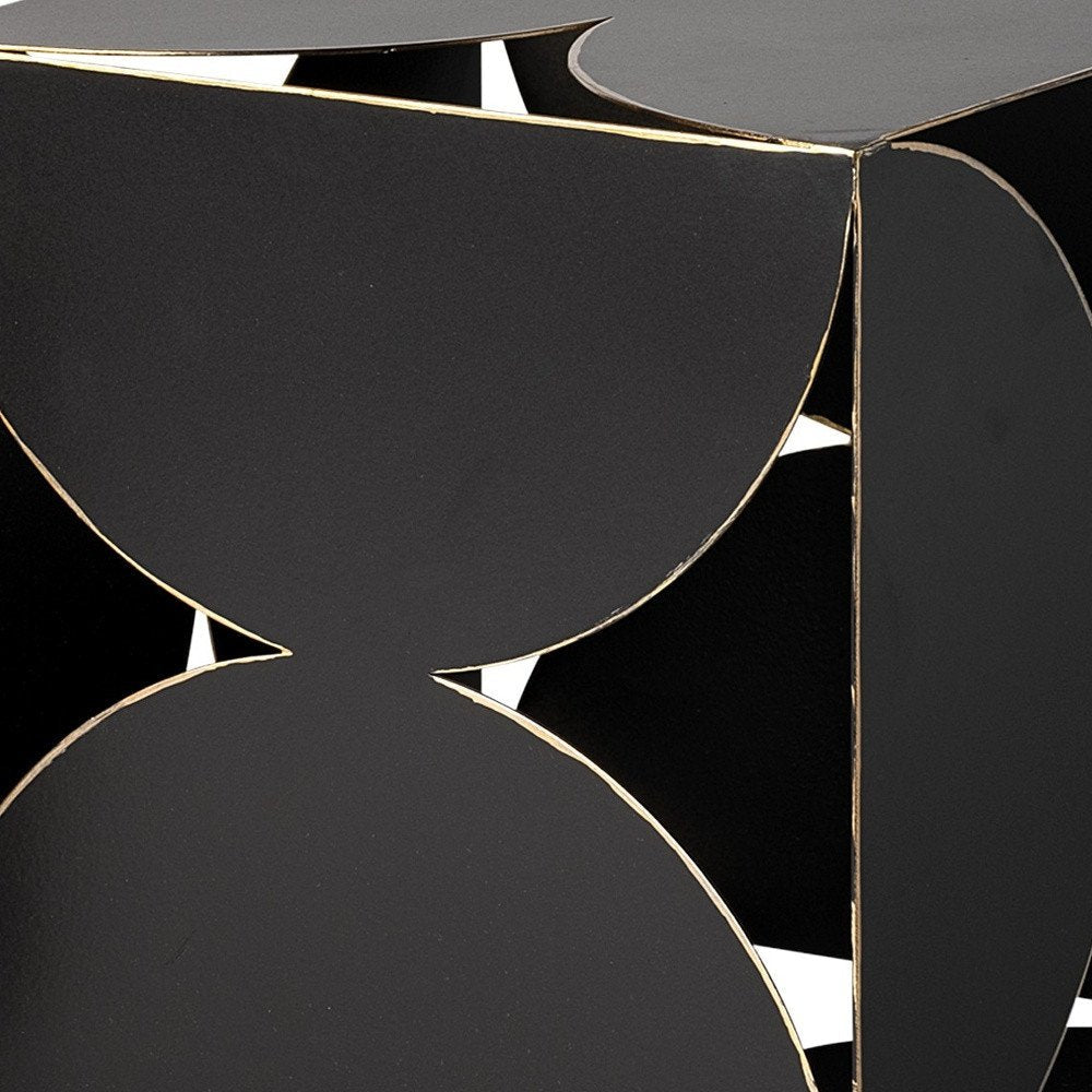 8" Contemporary Black Metal Geo Cube Sculpture HomeRoots