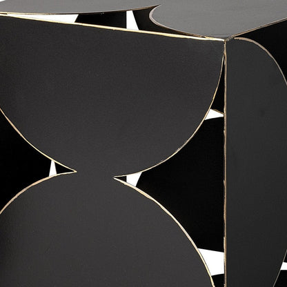 8" Contemporary Black Metal Geo Cube Sculpture HomeRoots