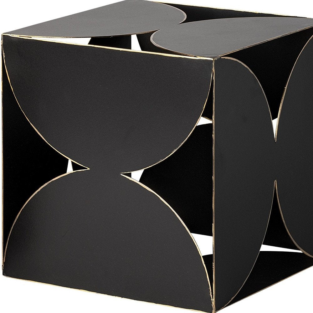 8" Contemporary Black Metal Geo Cube Sculpture HomeRoots