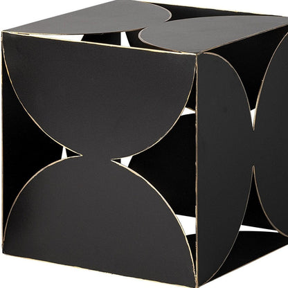 8" Contemporary Black Metal Geo Cube Sculpture HomeRoots