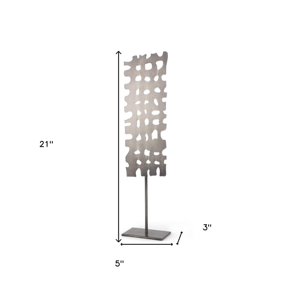 21" Gray Metal Tabletop Sculpture — view 8
