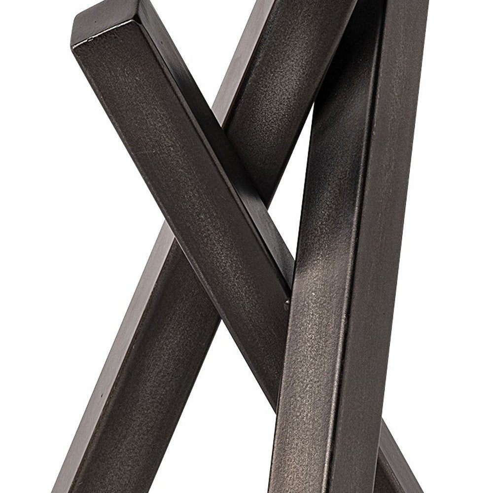 12" Gunmetal Gray Metal Abstract Geometric Tabletop Sculpture HomeRoots