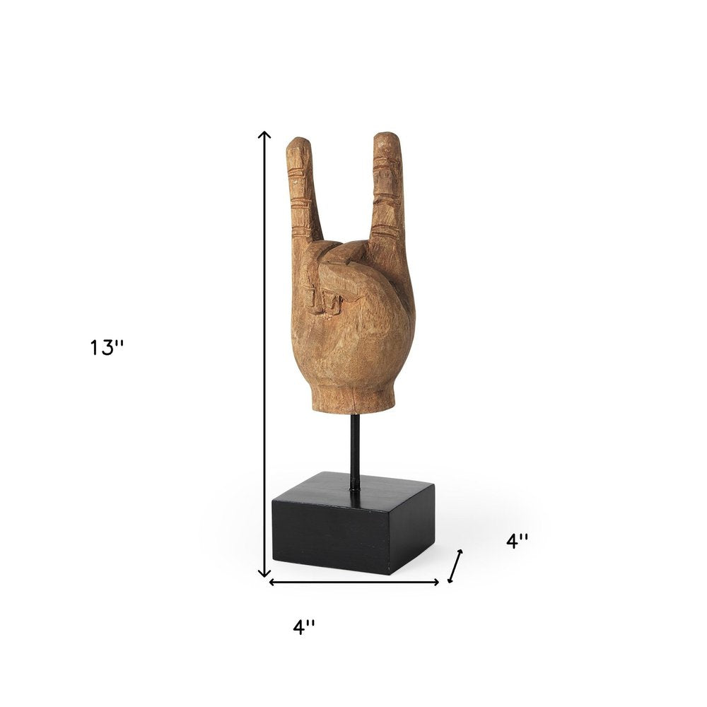 13" Brown Metal Hand Tabletop Sculpture HomeRoots