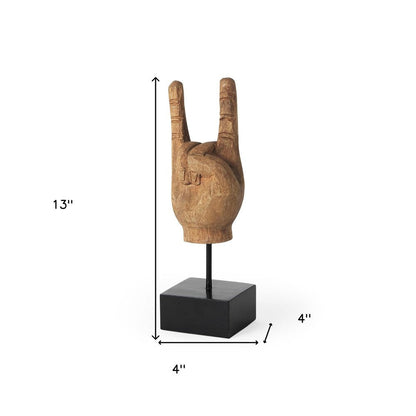 13" Brown Metal Hand Tabletop Sculpture HomeRoots