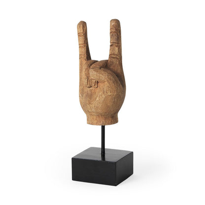 13" Brown Metal Hand Tabletop Sculpture HomeRoots
