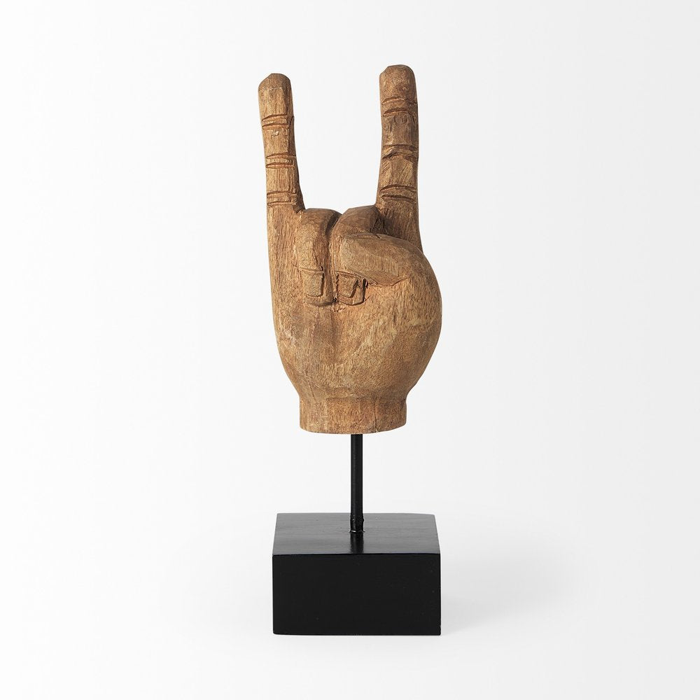 13" Brown Metal Hand Tabletop Sculpture HomeRoots