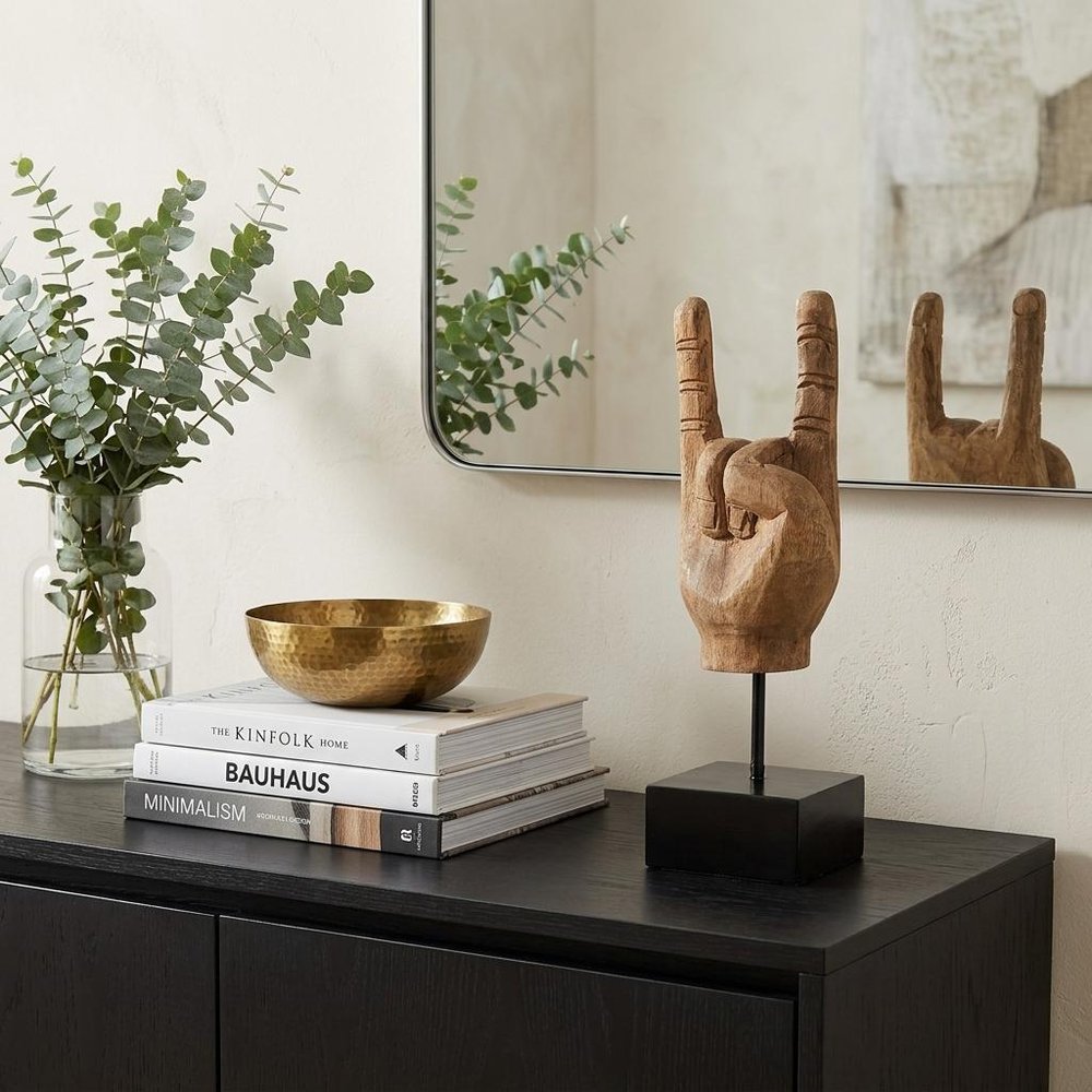 13" Brown Metal Hand Tabletop Sculpture HomeRoots