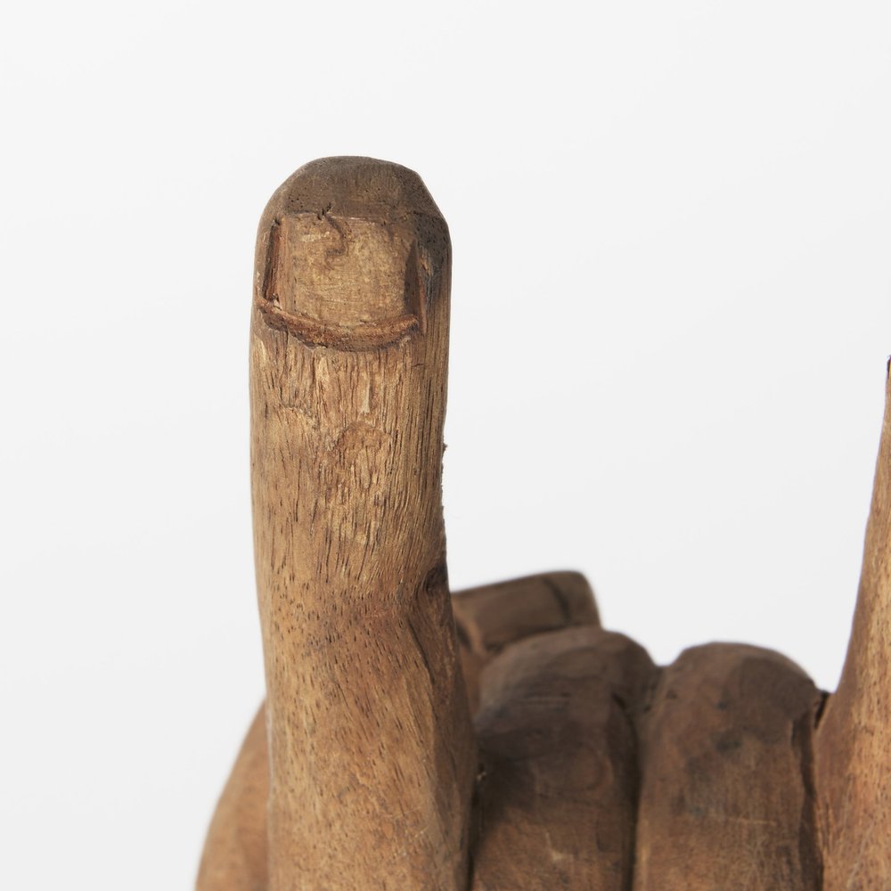 13" Brown Metal Hand Tabletop Sculpture HomeRoots