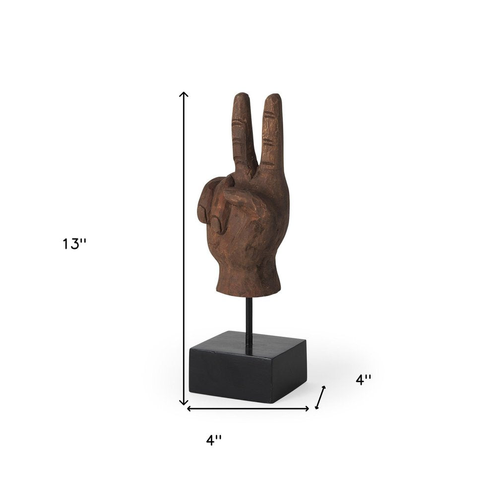 13" Brown Fabric Hand Tabletop Sculpture HomeRoots