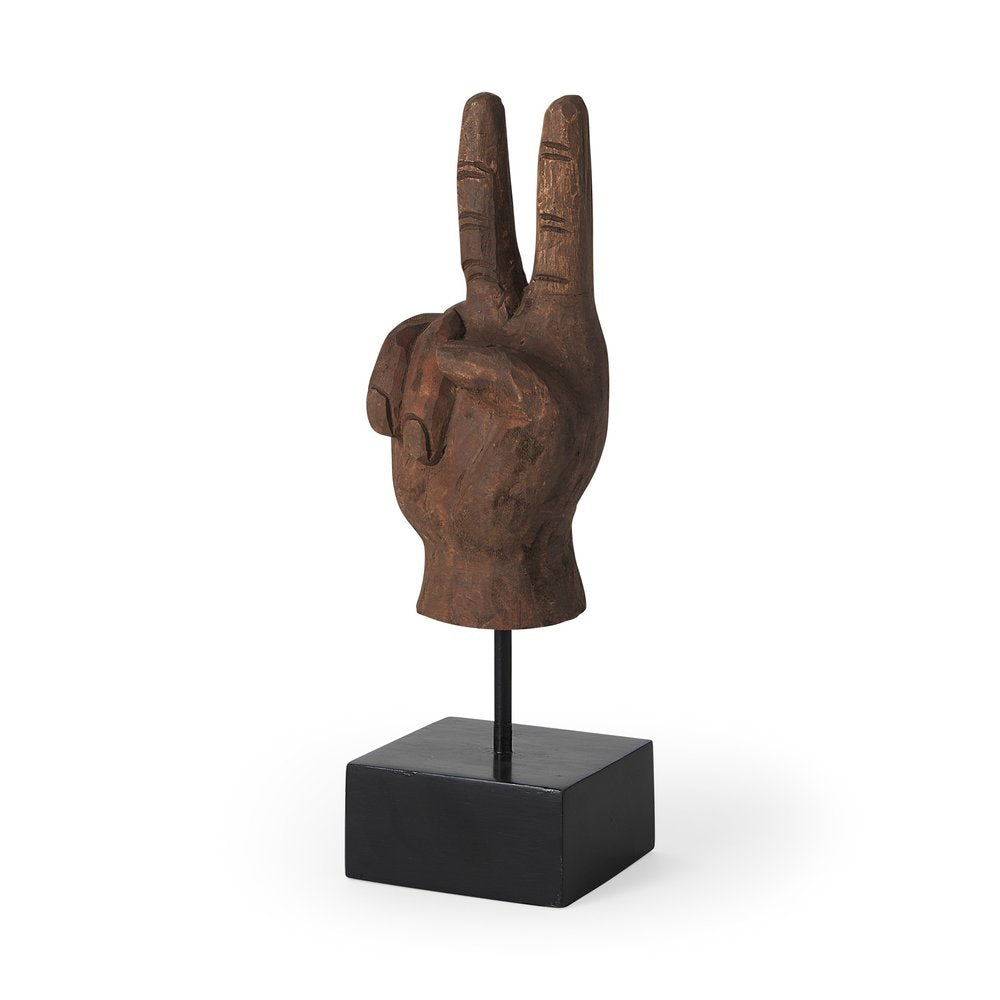 13" Brown Fabric Hand Tabletop Sculpture HomeRoots
