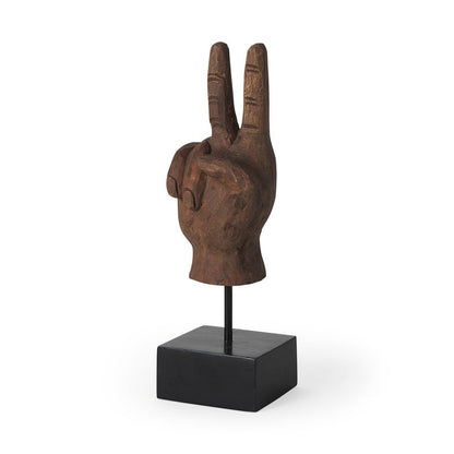 13" Brown Fabric Hand Tabletop Sculpture HomeRoots