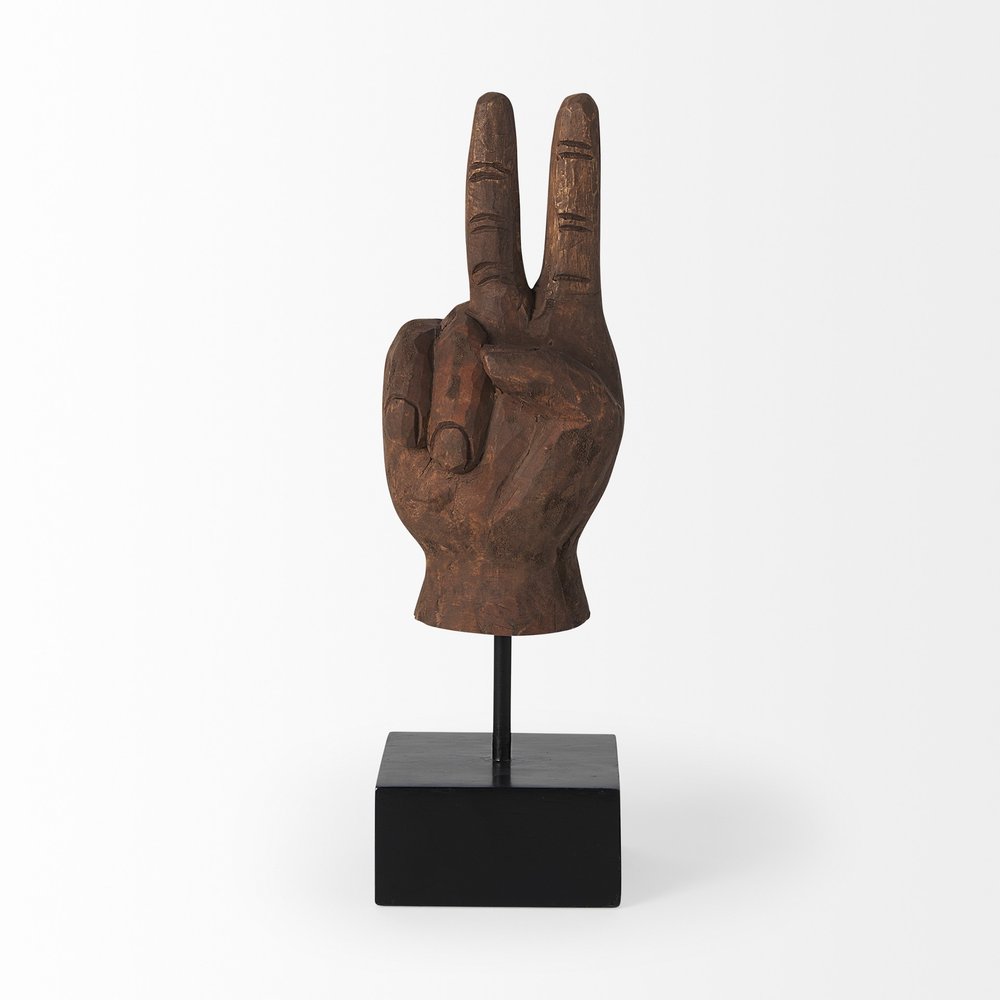 13" Brown Fabric Hand Tabletop Sculpture HomeRoots