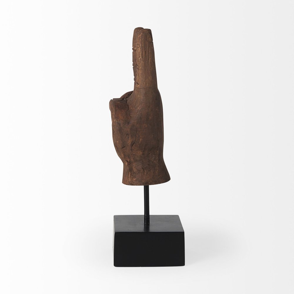 13" Brown Fabric Hand Tabletop Sculpture HomeRoots