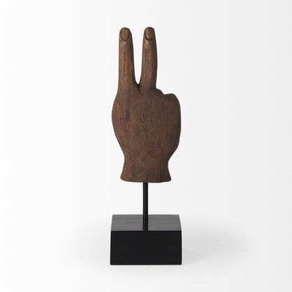 13" Brown Fabric Hand Tabletop Sculpture HomeRoots