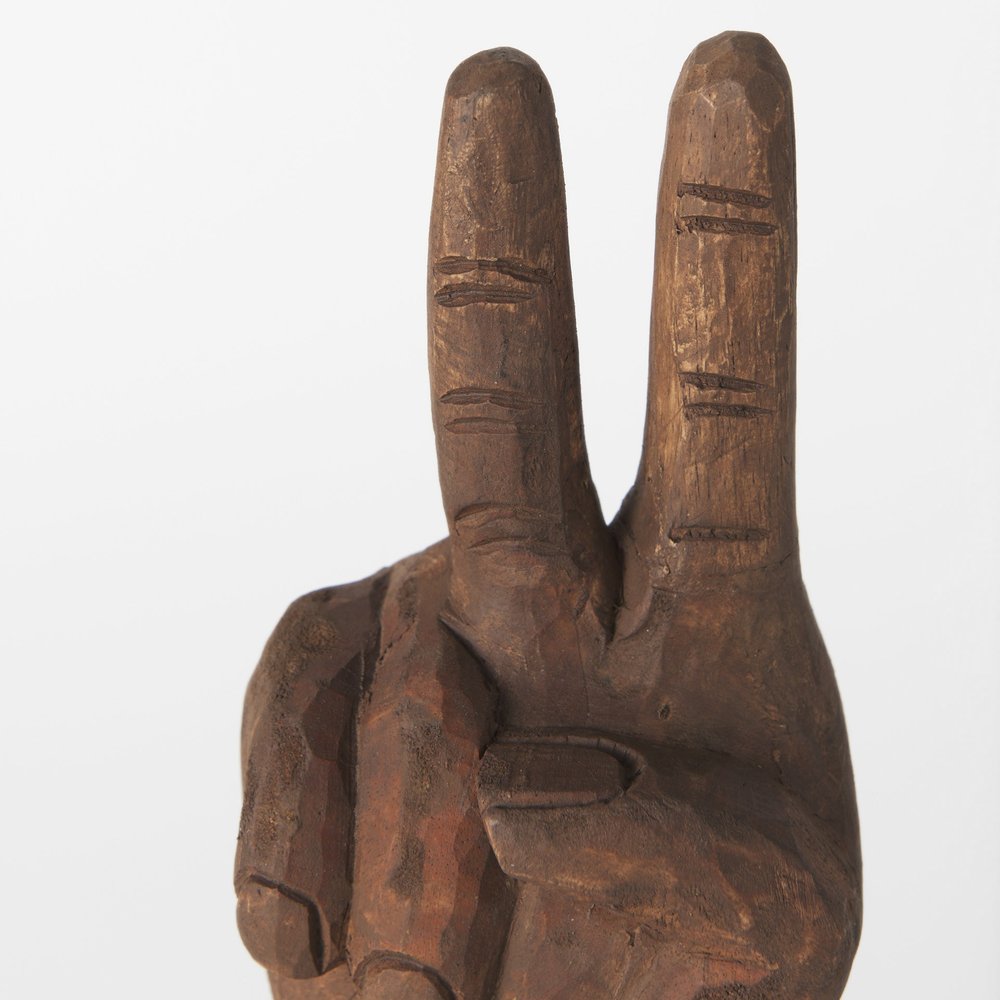 13" Brown Fabric Hand Tabletop Sculpture HomeRoots