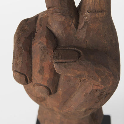 13" Brown Fabric Hand Tabletop Sculpture HomeRoots