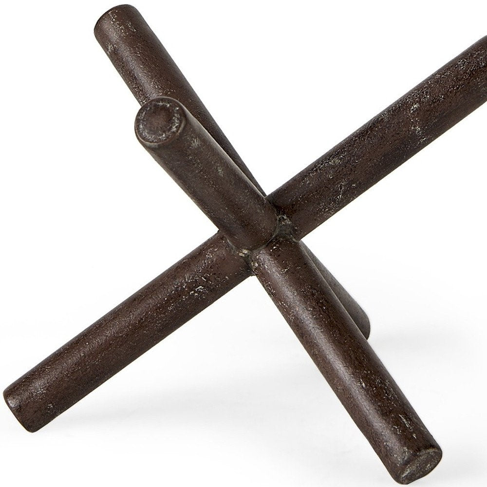 5" Brown Rustic Metal X Decorative Tabletop Sculpture HomeRoots