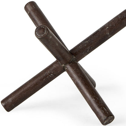 5" Brown Rustic Metal X Decorative Tabletop Sculpture HomeRoots
