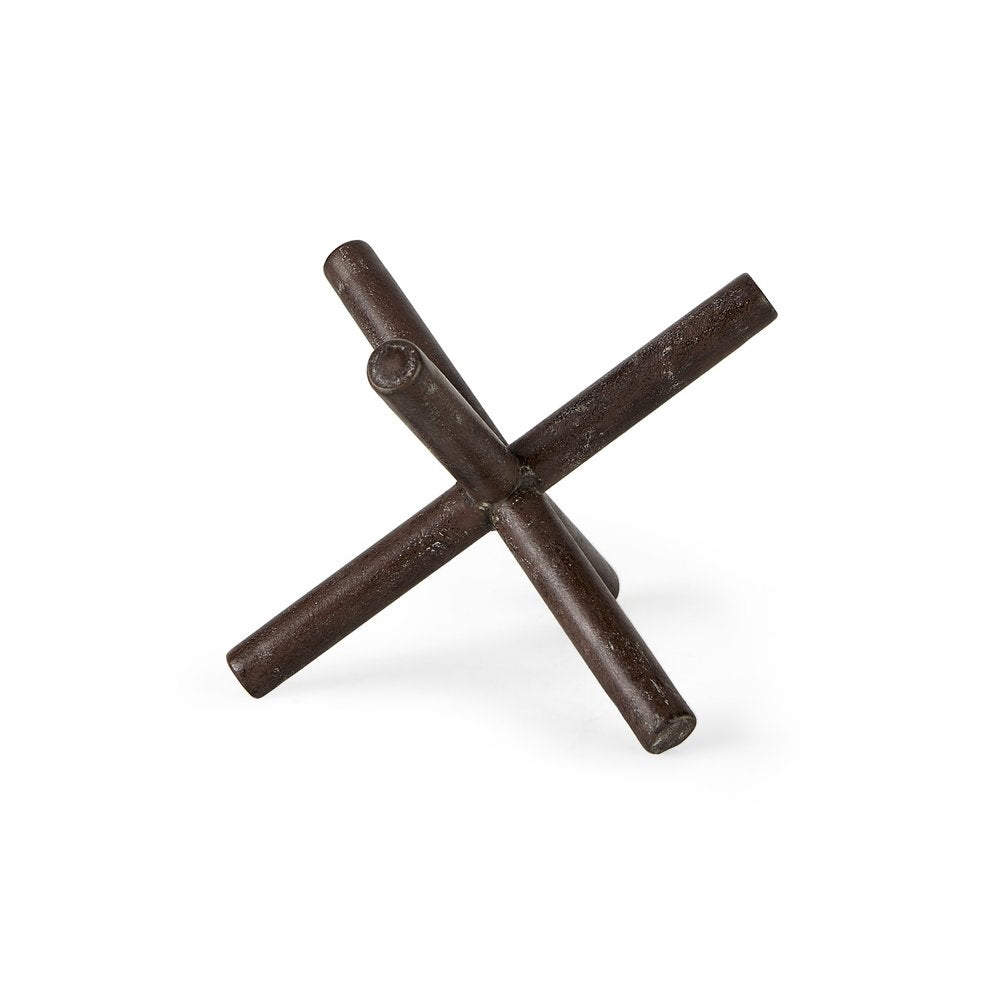 5" Brown Rustic Metal X Decorative Tabletop Sculpture HomeRoots